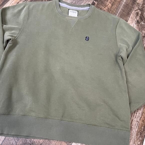 IZOD Distressed Crewneck Sweatshirt Green Size Medium - Picture 3 of 7